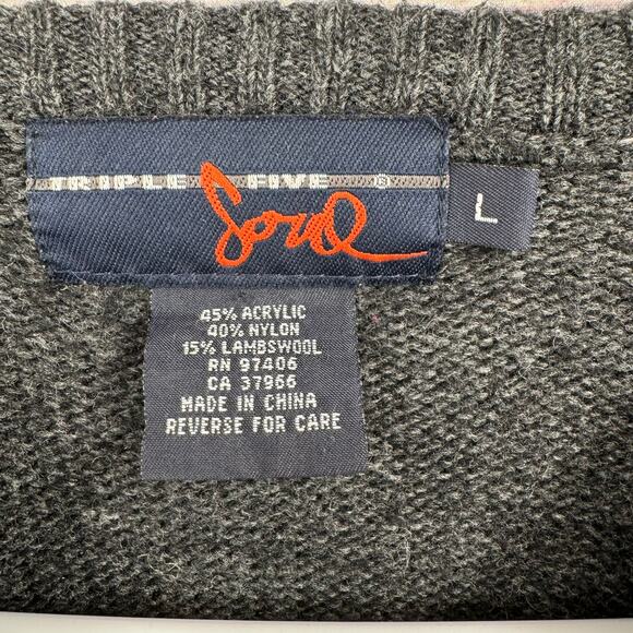 Vintage Y2K Triple Five Soul Crewneck Sweater Mens Large Gray Red Skate NYC - Picture 5 of 8